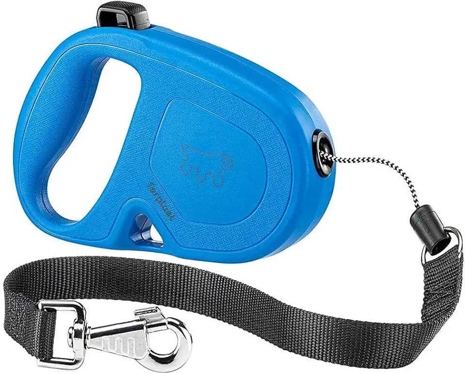 Ferplast Hundeleine Flippy ONE, Rollleine große Hunde bis 35 kg. Ausziehbare Schnur max. 5 m. Einzelner Knopf zum Verriegeln und Entriegeln, hellblau