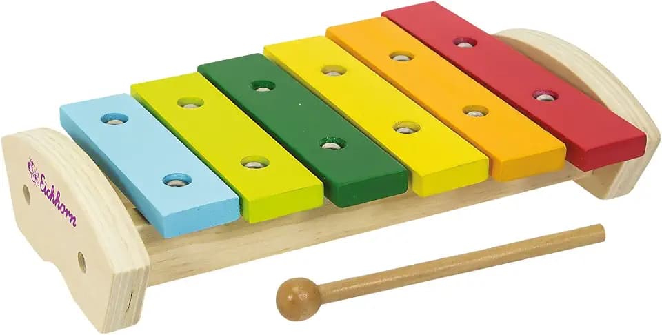 Eichhorn Xylophon - Musikspielzeug, 6 Holznoten, mit Klöppel, 24 x 15 cm