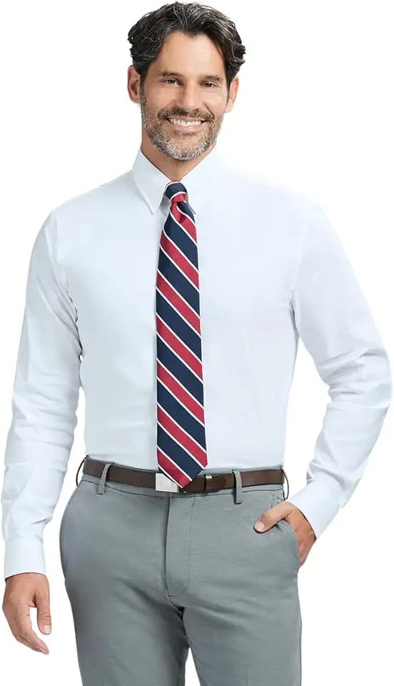 Izod Men's Slim Fit Dress Shirt Long Sleeve Wrinkle Free Stretch Button Down Collar