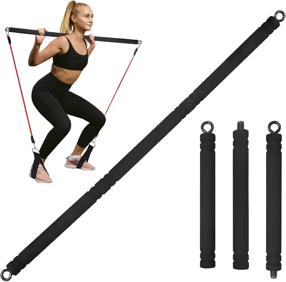 Widerstandsbänder Stange, Tragbare Pilates Bar Trainingsstange Resistance Bands Bar für Fitnessbänder Krafttraining Yoga Fitnessgeräte für Zuhause