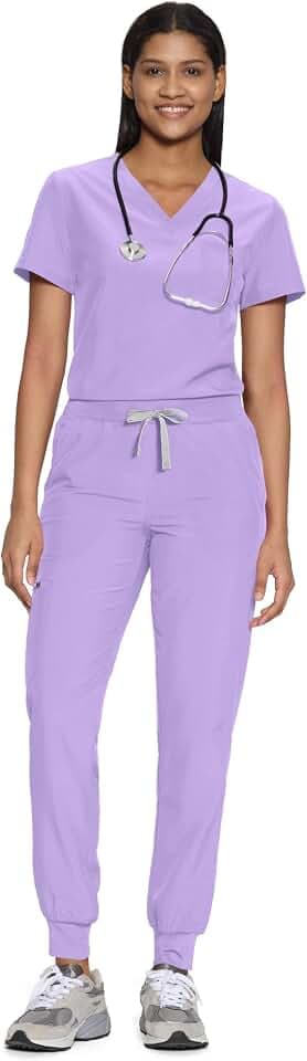 Scrubs for Women, V-Neck & Jogger Pants, 10 Pockets
