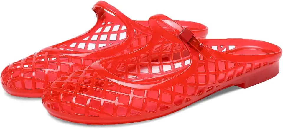 Clear Jelly Slide Sandals for Women Slip On Closed Round Toe Flats
