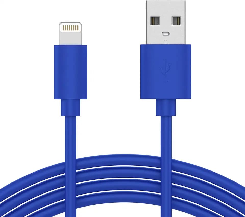 TALK WORKS Fast-Charge Lightning Cable - MFi-Certified for Apple iPhone 13, 12, 11 Pro/Max/Mini, XR, XS/Max, X, 8, 7, 6, 5, SE, iPad, AirPods, Watch - 10ft Long Fast Charger, Heavy-Duty Cord, Blue
