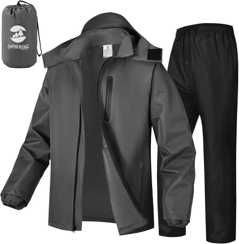 SaphiRose Men's Waterproof Rain Gear Packable Rain Suit