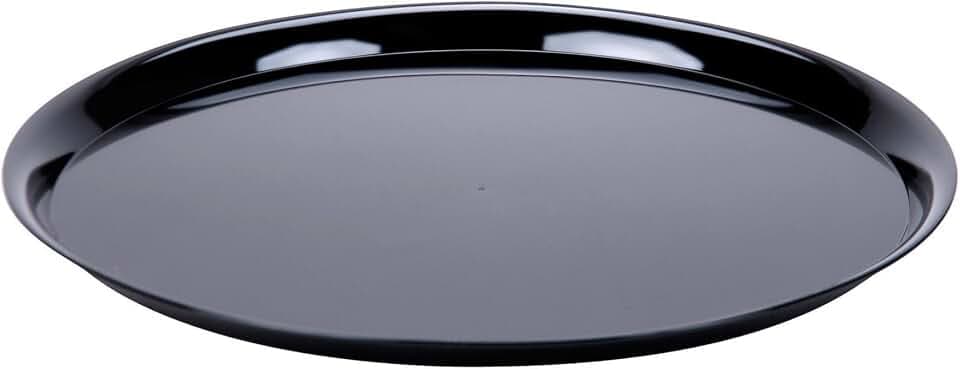 CheckMate Heavyweight Plastic Round Catering Tray with High Edge, 16-Inch Diameter, Black (25-Count)
