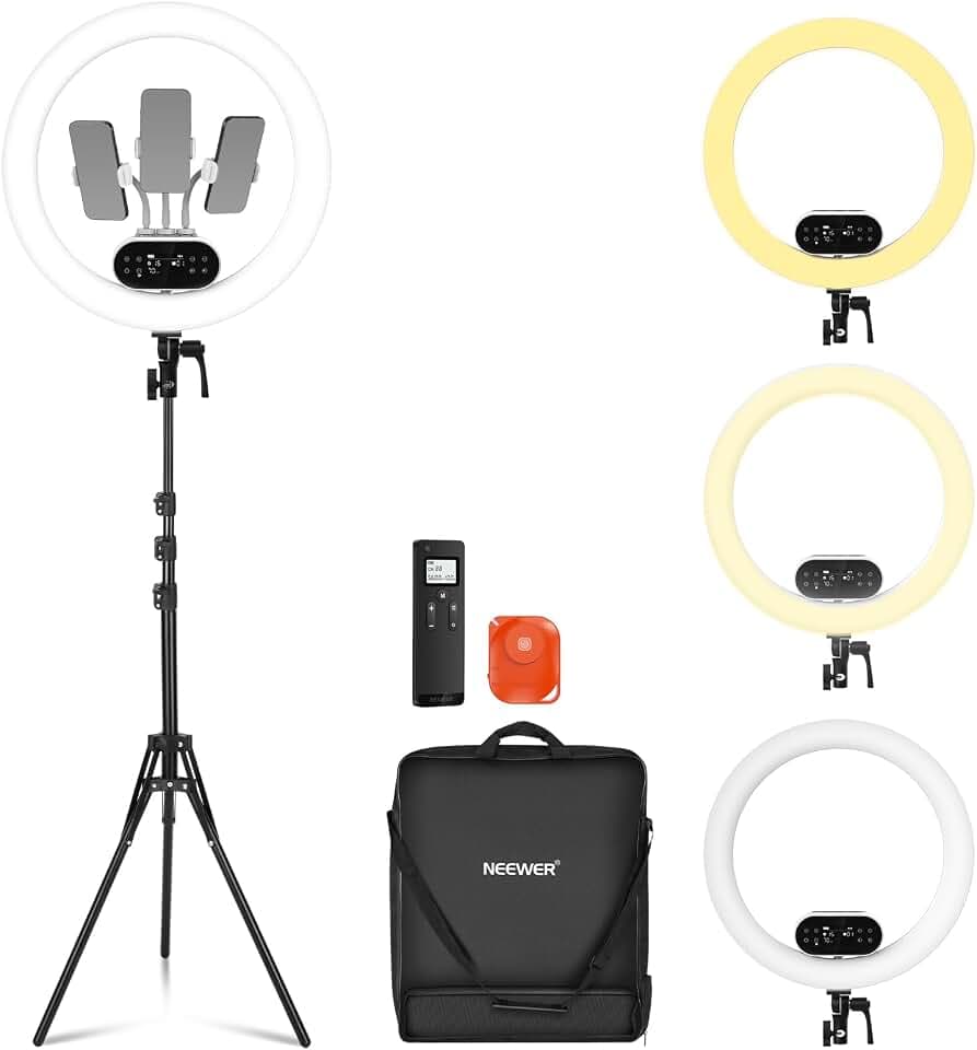 NEEWER 19" 100W Hochleistungs LED Ringlicht mit Stativ Ständer, RH100B