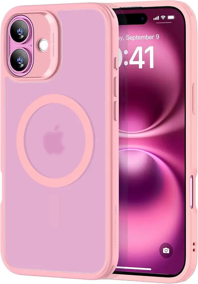 ESR für iPhone 16 Hülle (4 in 1) Set, Transparente Matte Hülle mit Displayschutzfolie, Kompatibel mit MagSafe, Militärnorm Schutz, Classic Serie, Mattiertes Rosa
