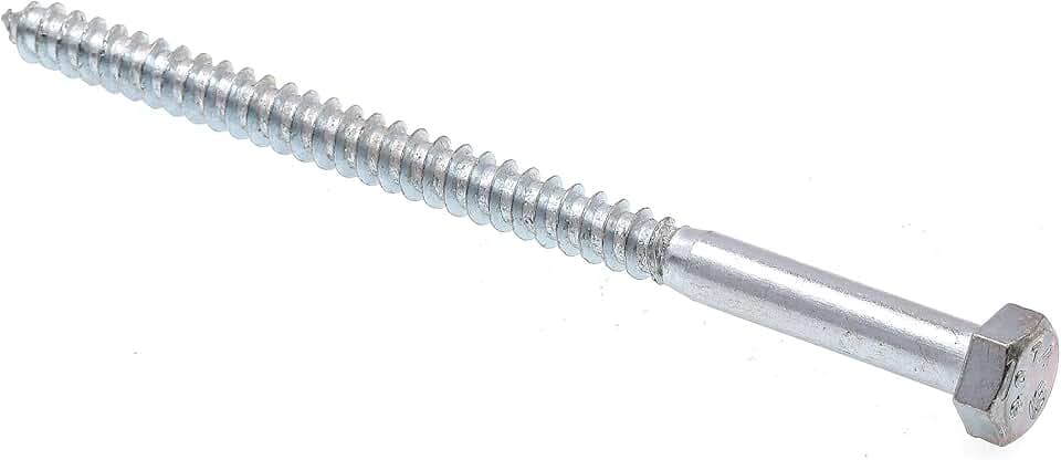 prime-line 9055914 LAG Schraube, Hex Kopf, 5/40,6 x 12,7 cm, Zink versilbert Edelstahl, 25 Stück