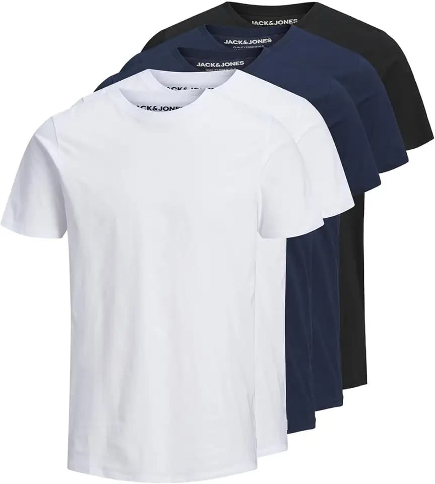JACK & JONES Male T-Shirt 5er-Pack Einfarbig T-Shirt