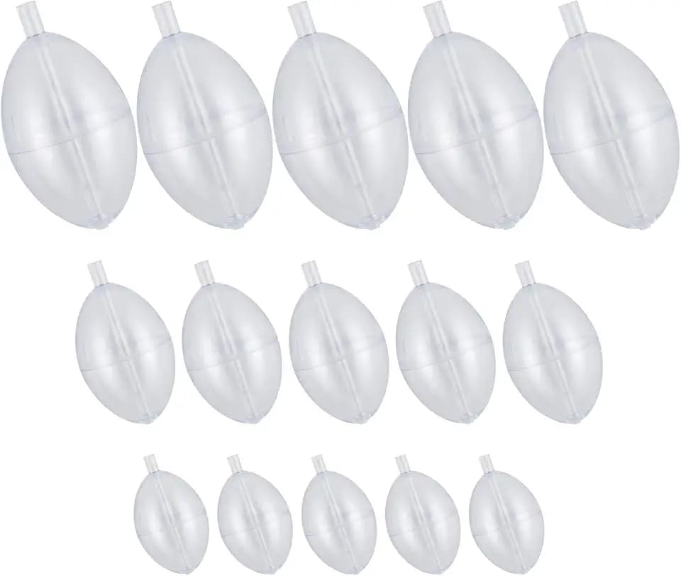 Alwonder Slip Bobbers Set for Fishing, 15PCS Fishing Slip Cast Spin Floats, 3 Sizes Clear Plastic Bobbers Kit, Oval Bubble Float Bobber Tackle
