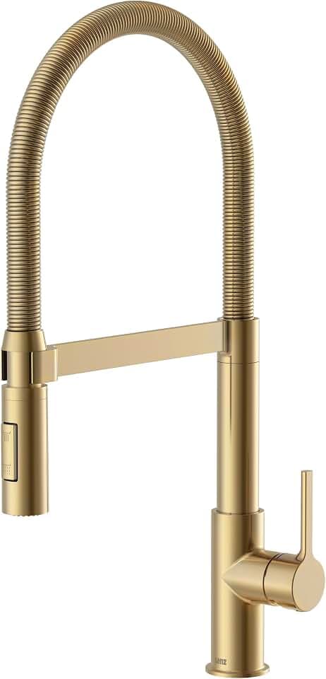 Lenz Küchenarmatur ALUNA in Gold – Federbrause, 360° schwenkbar | Pendelbrause, 2 Strahlarten, Magnetische Halterung, Anti-Fingerabdruck Oberfläche, Schnellbefestigung, Höhe 47,5 cm, 46070541