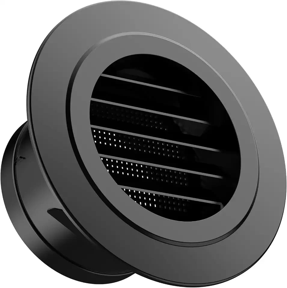 Hon&Guan Soffit Vent 4 Inch with Built-in Fly Screen for Home, Black 1 Pack