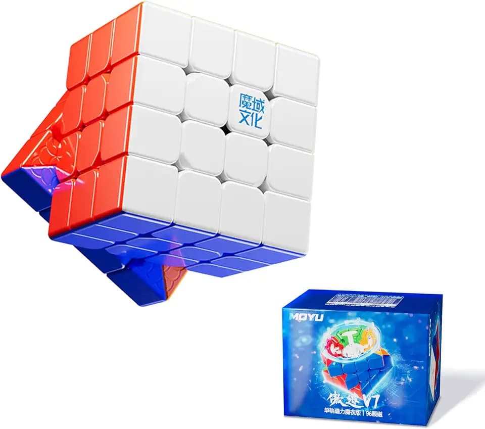 Moyu Aosu V7 4x4 Magnetic Stickerless UV Coated SpeedCube, moyu Cube 4 by 4 Flagship Edition Cube, 96 Magnets, Anti-Stick Design Adjustable Elasticity Magnetic Cube (UV Coated)