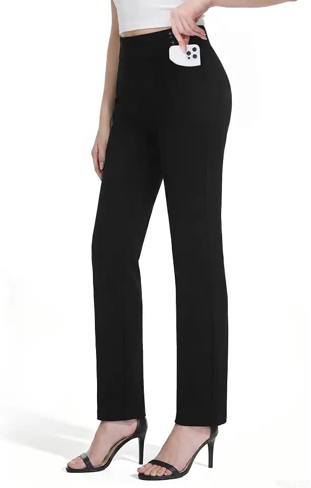 Tapata Women's Straight Leg Dress Pants Stretchy High Waist with Pockets 29''/31''/33''for Work Casual