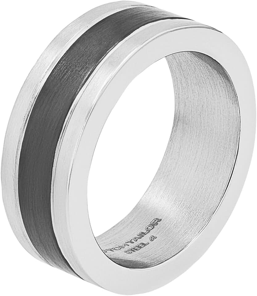 TOM TAILOR - Herren Ring Edelstahl - Schwarz