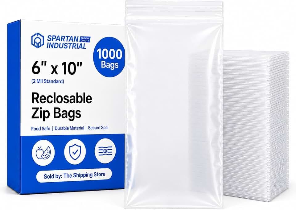 6” X 10” (1000 Count) 2 Mil Clear Reclosable Zip Plastic Poly Bags