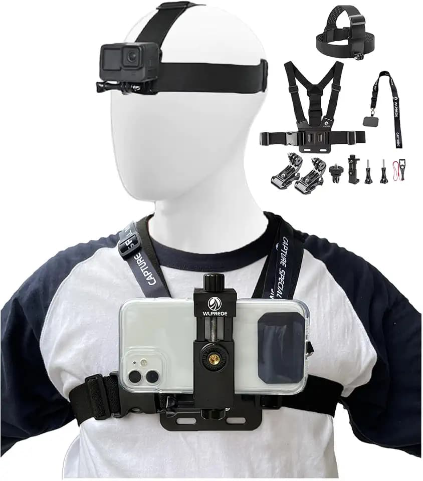 Adjustable Phone Chest Mount&Head Strap Kit,Quick-Release Harness for POV