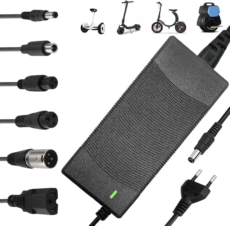 Ladegeräte für Scooter, 42V 2A Hoverboard Ladekabel mit 6 Anschlüssen, E Scooter Ladegerät, Kompatibel mit Ninebot, Xiaomi M365, M365 Pro, Pro2, Mi 3 und Mehr Scooter/Hoverboard/Fahrrad
