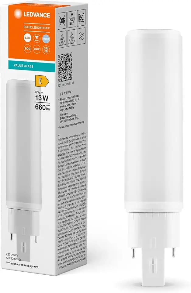 LEDVANCE Dulux-D LED 6W - 840 Kaltweiß | 4-Pins - Ersatz Für 13W, Weiß