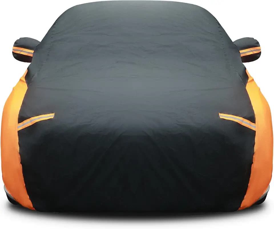 Riakrum Full Car Cover(Fit Sedan Length (185-193'') 70'' H,Orange)