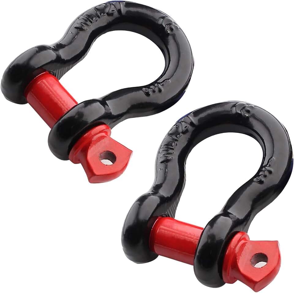 2 PCS 1/2 Inch D Ring Shackle, 2 Ton Towing for Jeep Truck ATV