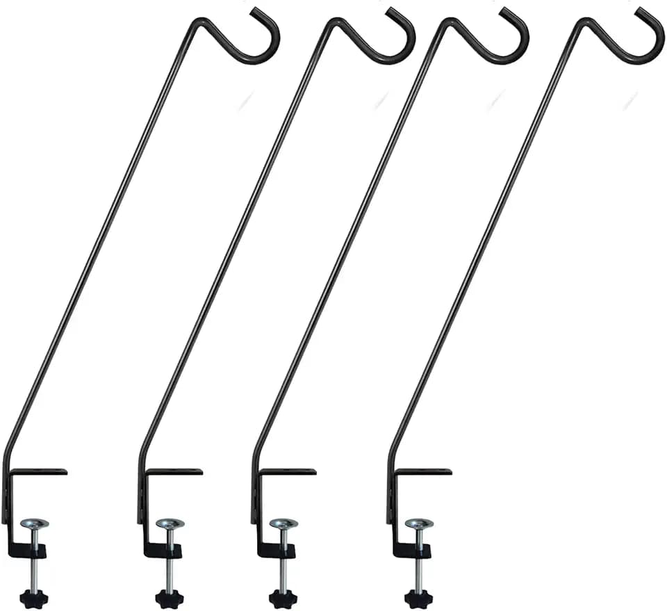One-Pice Deck Bird Feeder Hanger Hook for Railing 28 Inch，4