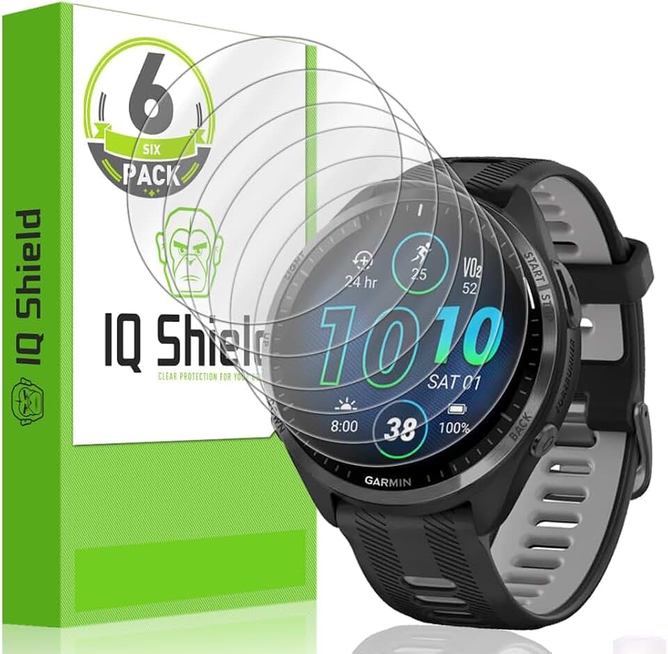 IQShield 6 Pack Screen Protector for Garmin Forerunner® 970/570/965-47mm / Venu 4-45mm (6-Pack) Easy Install, Ultra Thin, Anti-Scratch, Anti-Bubble Clear TPU Film