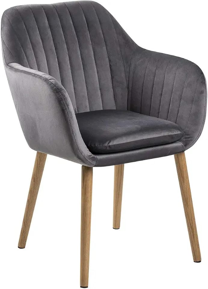AC Design Furniture Wendy Esszimmerstuhl 1 Stück, Grauer Küchenstuhl, Polstersitz in Samt und Holzbeine auf Eiche, Dunkelgrau/Natur, B: 57 x H: 83 x T: 61 cm