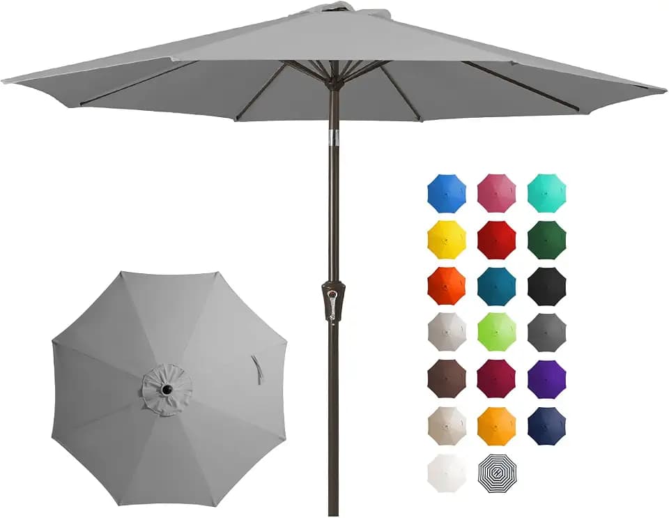 JEAREY 10FT Outdoor Patio Umbrella, Market Umbrella, Light Gray