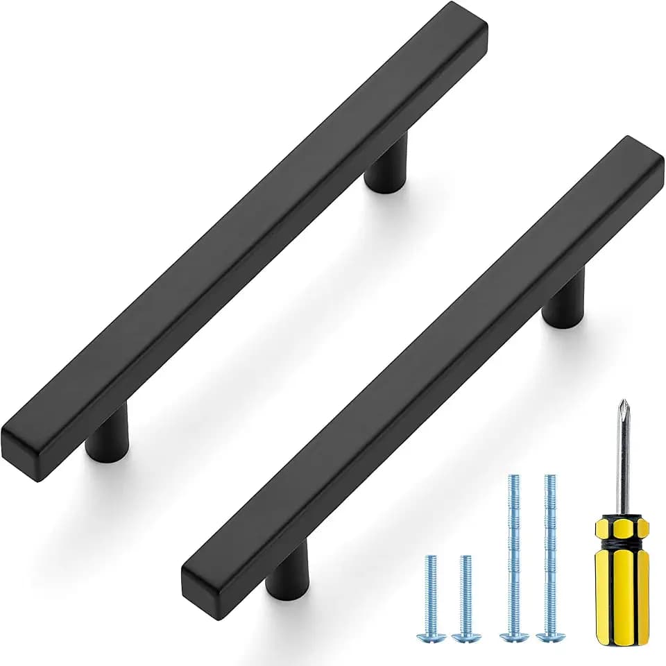 Ravinte Black Cabinet Handles 4 in 5 Pack, Square Cabinet Pulls