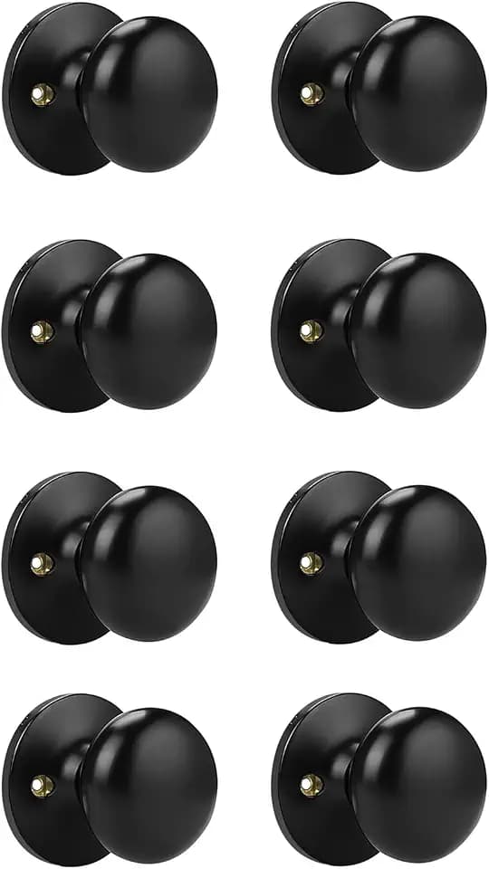Probrico Half Dummy Door Knobs One Side Black Door Knob Non-Locking/Latch Round Ball Knob Single Inactive Door knobs Decorative Door Handles 8 Pack
