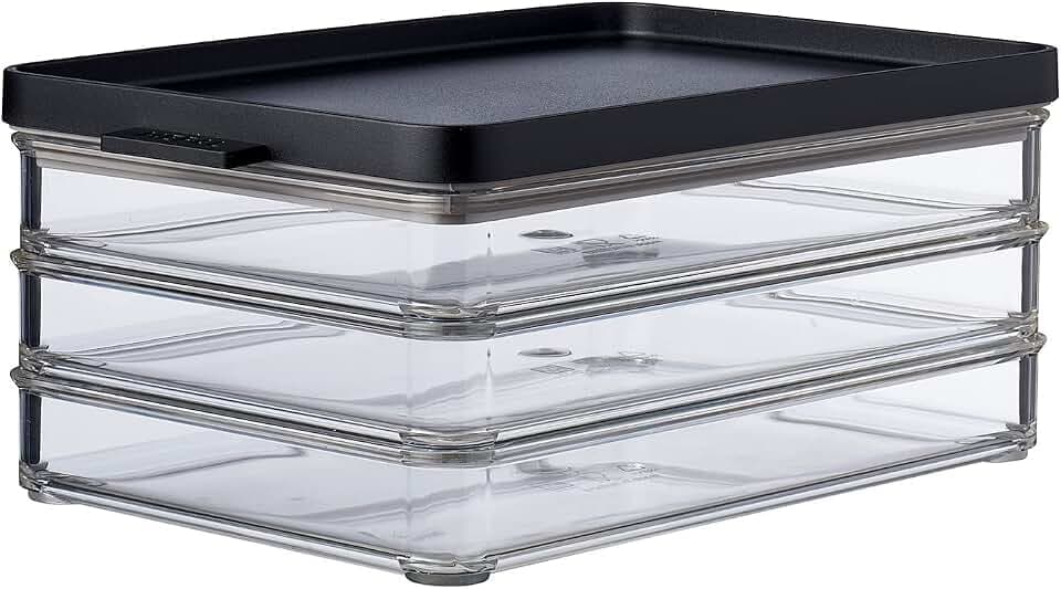 Mepal Wurst Aufbewahrung Kühlschrank mit 3 lagen - Kühlschrank Organizer Aufschnitt - 3 Separate Aufschnittboxen für Kühlschrank und Organisation in der Küche - 3 x 500 ml - Black