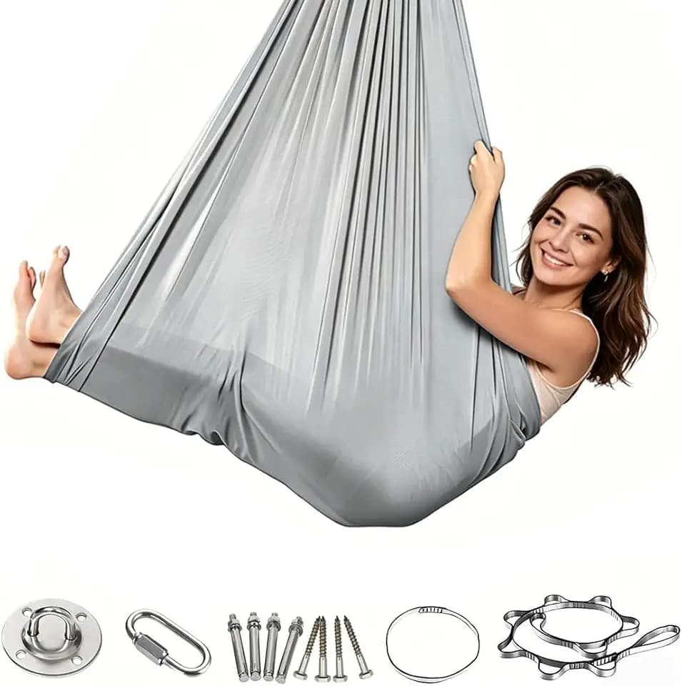 Aerial Yoga Hängematte Indoor&Outdoor Ultraleicht, 200kg Tragkraft Yoga-Schaukel Hammock (280x150cm), Schaukel-Hängematte für Garten, Indoor, Balkon,Terrasse