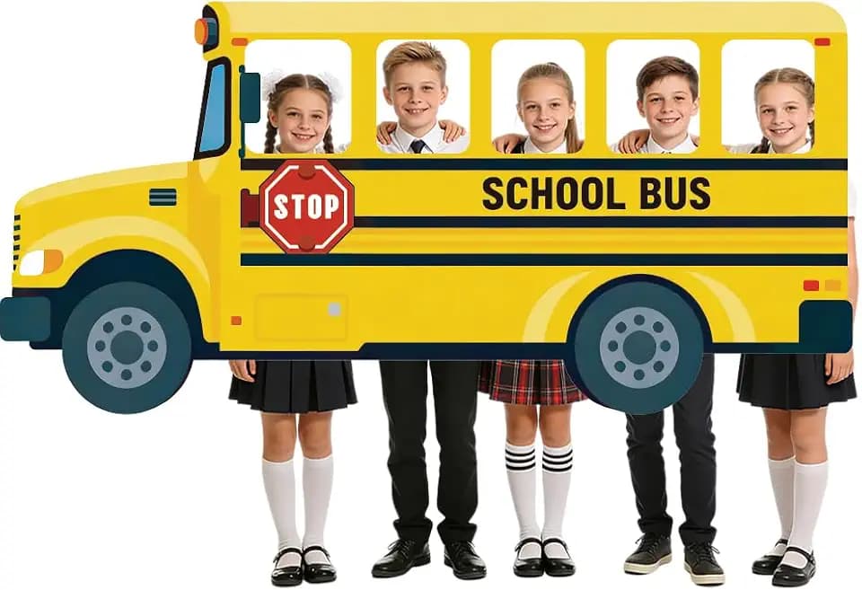 WADORN School Bus Decoration Backdrop, 3.5x7Ft Back to School Theme Party Banner Backdrops First Day of School Bus Photography Background Large Photo Booth Props for Graduation Ceremony Party Decors