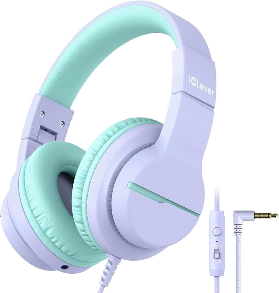 iClever HS19 Kopfhörer Kinder mit 3,5 mm Kabel für Schule/Tablet/Reisen