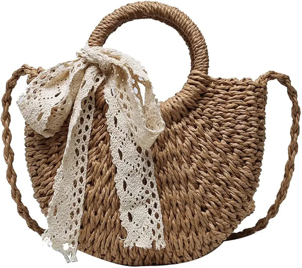 Summer 2026 straw bag beach woven purse for women Crossbody Shoulder Bags Top Handle Satchel Handbag Purse raffia rattan bag