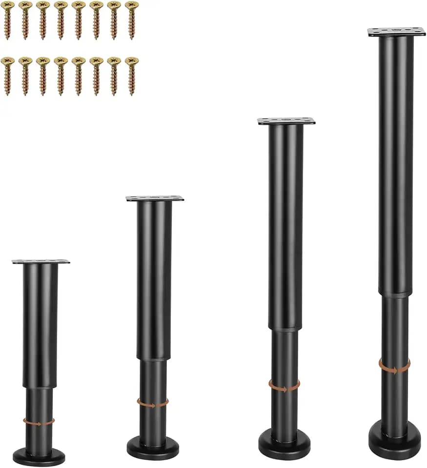 4 Stück Möbelfüße Metall,Verstellbare Möbelfüsse Schwarz 40-70 cm,Einstellbare Höhe,Belastbar bis 800 KG,Möbelbeine für Fernsehschrank Sofa Lehrstuhl Badezimmerschrank mit Schraubendreher