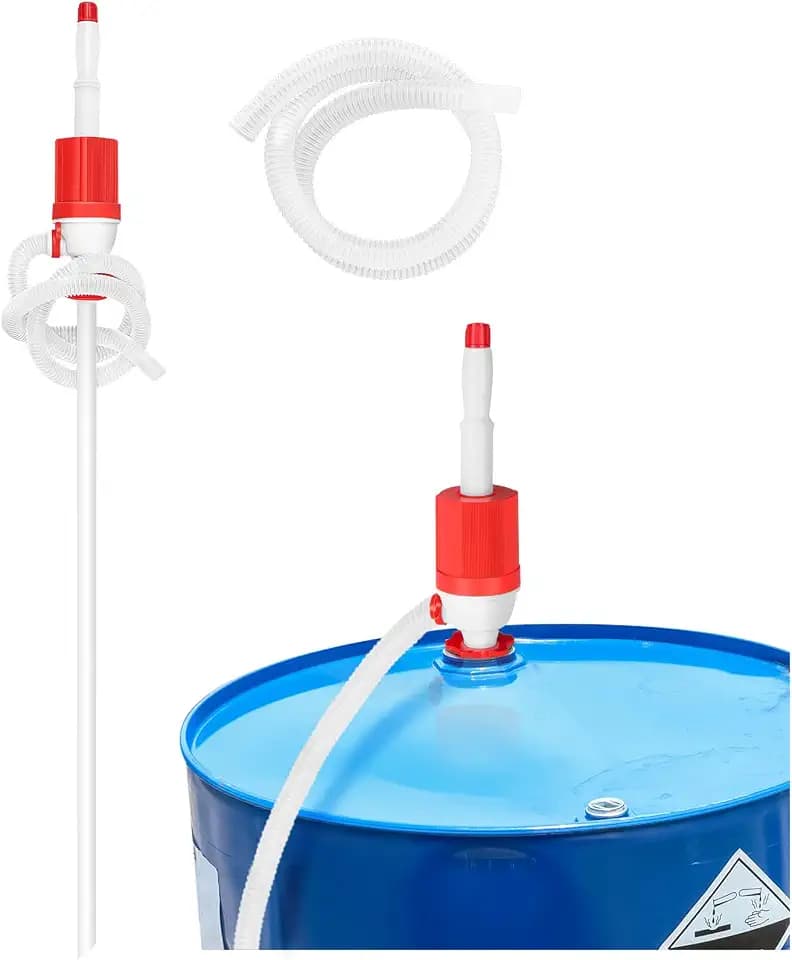 2 Set Siphon Drum Pump with Replacement Flexible 48" Discharge Hose, Heavy Duty Bpa-free Manual Fuel Drum Pump Adjustable Length for 55 Gallon Water Barrels Liquid Transfer