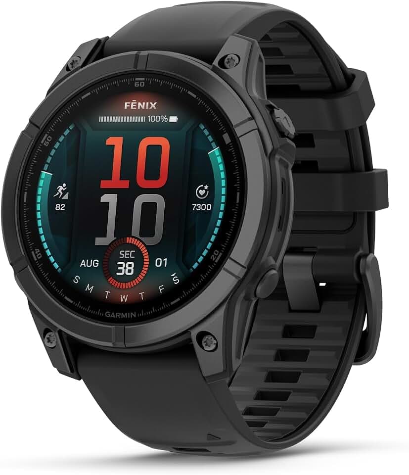 Garmin Fenix E, 47 mm, GPS-Multisport-Smartwatch, Schwarz/Schiefergrau | AMOLED Display, bis zu 16 Tage Akkulaufzeit, 80+ Sport-Apps, internationale Topokarten, Trainingspläne, Silikonarmband
