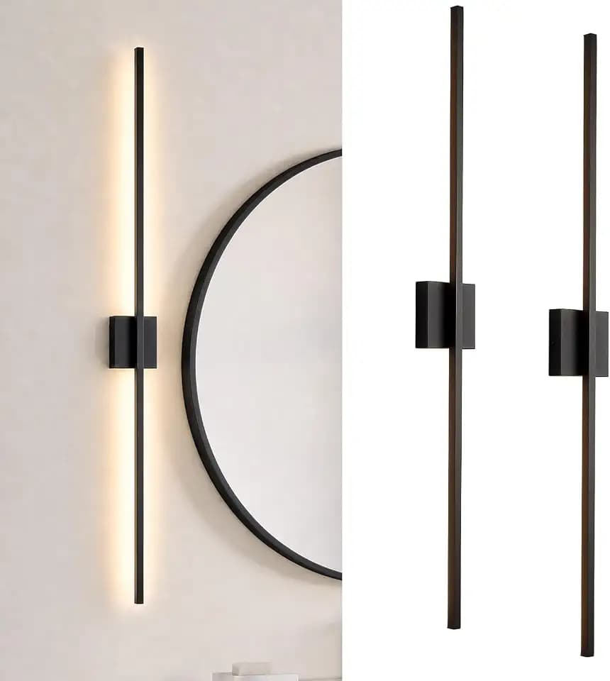 Black Wall Sconces Set of Two, 40 Inch Dimmable LED