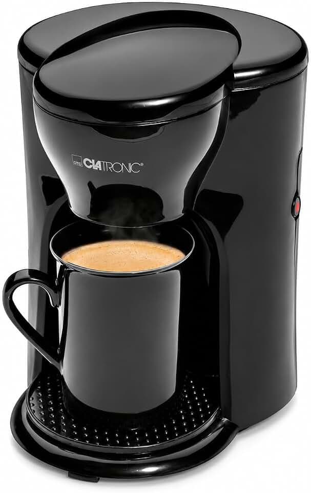 Clatronic® 1-Tassen-Kaffeeautomat | Kaffeemaschine perfekt für Singles | Filterkaffeemaschine inkl. 140 ml Keramiktasse | kleine Kaffeefiltermaschine ideal für unterwegs | KA 3356