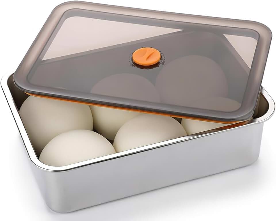 Pizzaballenbox mit Deckel, Pizzaballenbox aus Edelstahl Pizza Gärbox mit Deckel Pizzateig Box Leicht Teigbox Lebensmittelbehälter für Teig, Obst, Salat, Kuchen, Fleisch (30x21x8,5 cm) Party