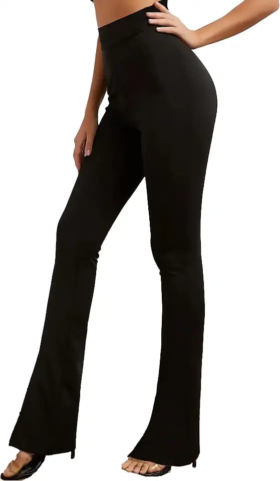 MCA Damen-Hose mit Glocke, mit Elefantenmotiv, elastisch, Schwarz M