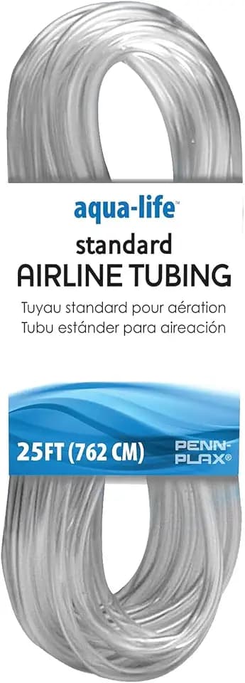 Penn-Plax Aqua-Life Standard Airline Tubing - 3/16 Inch Flexible Airline Hose for Aquarium Pumps, Fish Tank Line for Air Stones & Filters - Safe for Freshwater & Saltwater - 25 ft Long, Clear