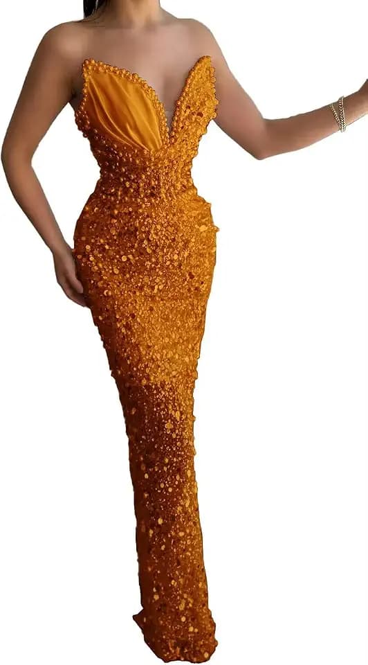 Sparkly Sequin Mermaid Prom Dresses Beaded Formal Dresses Evening Party Gowns