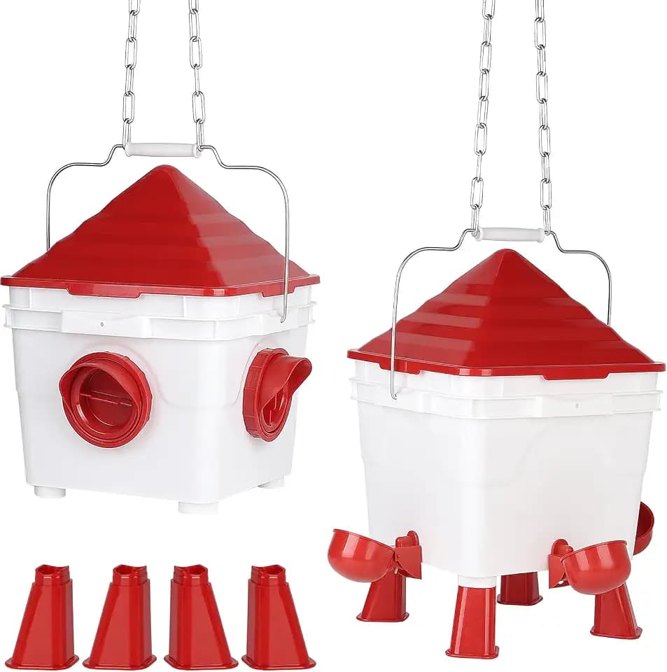 EFUTURETIME Hühnertränke 7L & Futterautomat 8KG für Hühner, 2 STK.