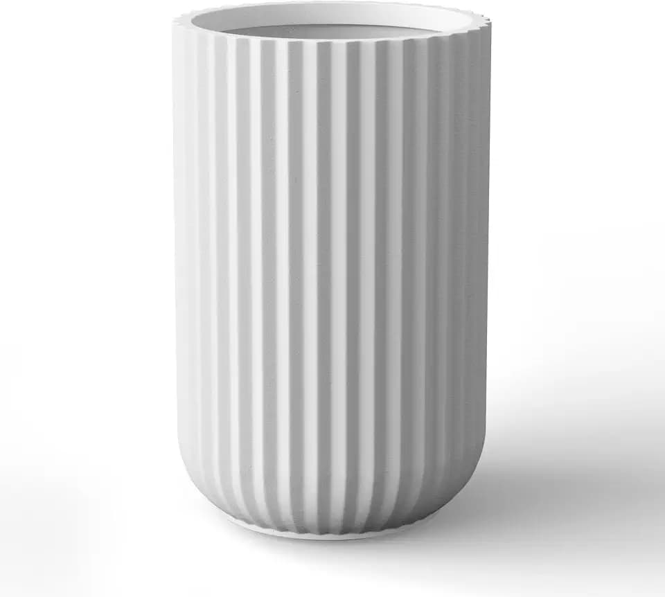 Kante Large Round Column White Concrete Planter 21.7" Tall, Outdoor