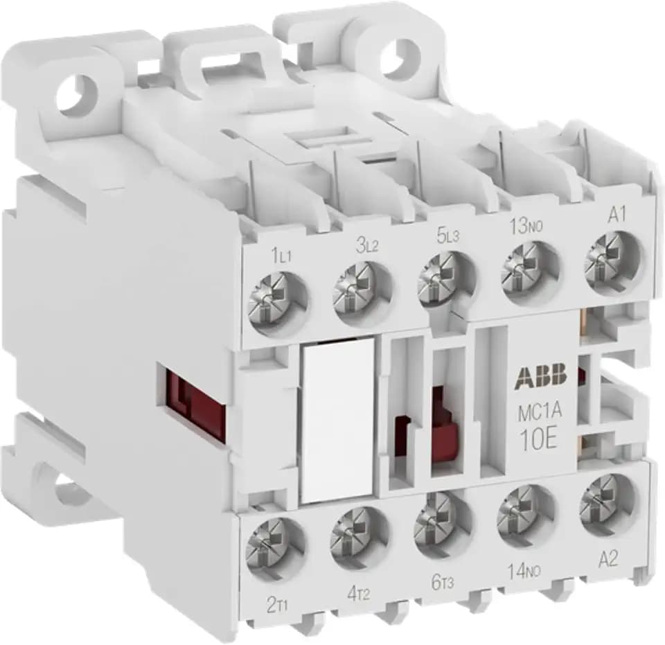 MC1A301AT1 Mini-Kontaktgerät, 3 Hauptkontakte NO und 1 Hilfskontakt NC, 24 V 50/60 Hz, weiß, 5,6 x 4,5 x 4,8 cm (Referenz: 1SAL102638R9901)