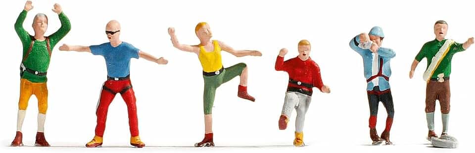 NOCH Bergsteiger, handbemalte Figuren, Modellbau Set 1:120 ideal für Felsen und Berglandschaften, TT Spur