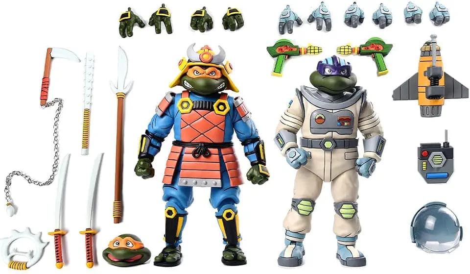 NECA - Teenage Mutant Ninja Turtles (1987 Cartoon) - 7” Scale Action Figures - Space Adventure & Samurai Turtles 2 Pack
